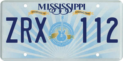MS license plate ZRX112