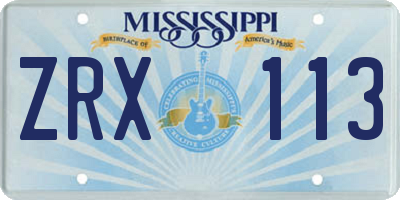 MS license plate ZRX113