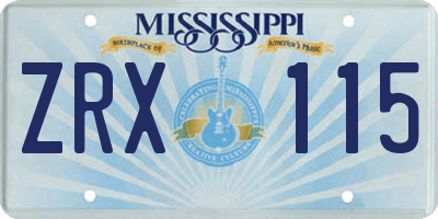 MS license plate ZRX115