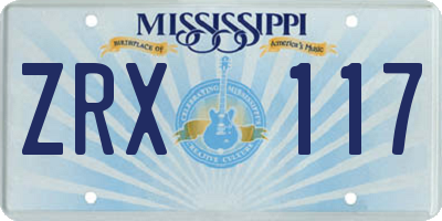 MS license plate ZRX117