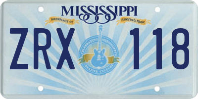 MS license plate ZRX118