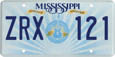 MS license plate ZRX121