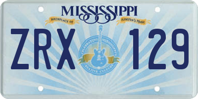 MS license plate ZRX129