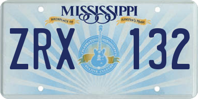 MS license plate ZRX132