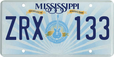 MS license plate ZRX133