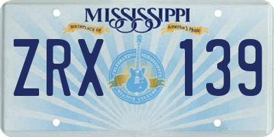 MS license plate ZRX139