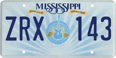 MS license plate ZRX143