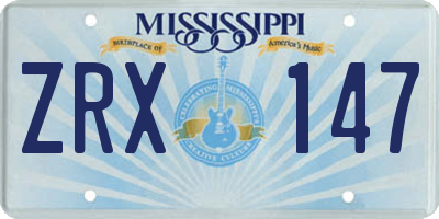 MS license plate ZRX147