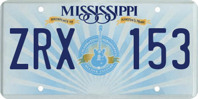 MS license plate ZRX153