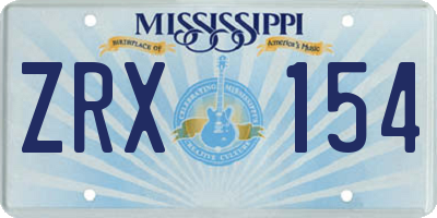 MS license plate ZRX154