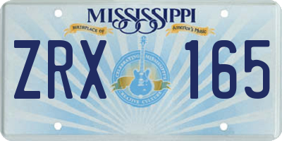 MS license plate ZRX165