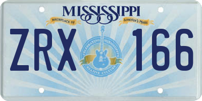 MS license plate ZRX166