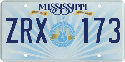 MS license plate ZRX173