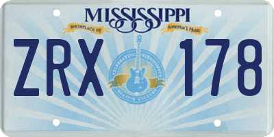 MS license plate ZRX178