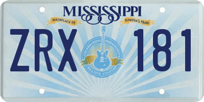 MS license plate ZRX181