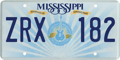 MS license plate ZRX182
