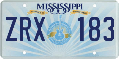 MS license plate ZRX183