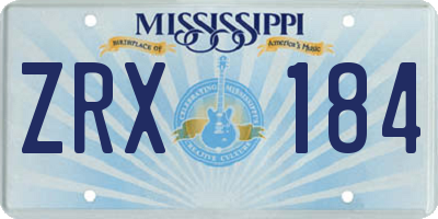MS license plate ZRX184
