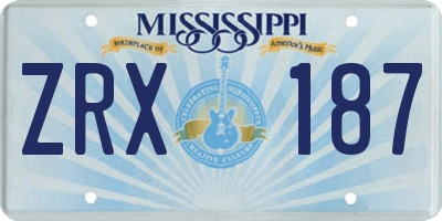 MS license plate ZRX187