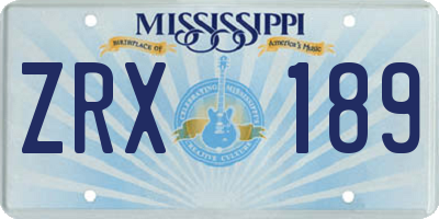 MS license plate ZRX189