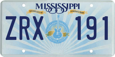 MS license plate ZRX191