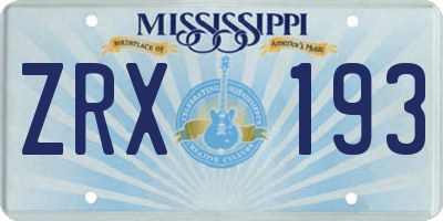 MS license plate ZRX193
