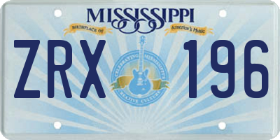 MS license plate ZRX196
