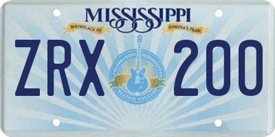 MS license plate ZRX200