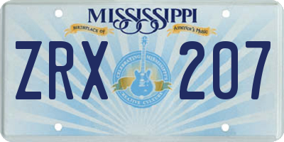 MS license plate ZRX207