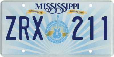 MS license plate ZRX211