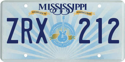 MS license plate ZRX212