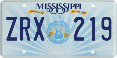 MS license plate ZRX219