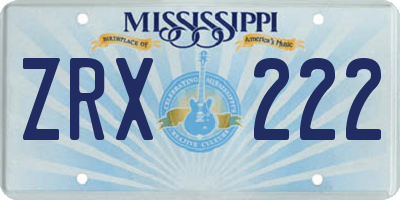 MS license plate ZRX222