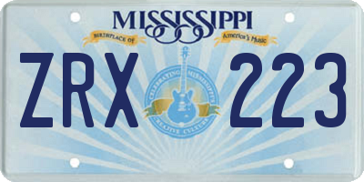 MS license plate ZRX223