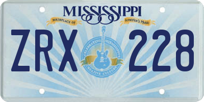 MS license plate ZRX228