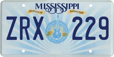 MS license plate ZRX229