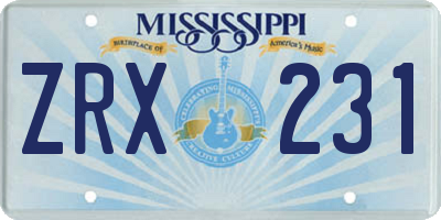 MS license plate ZRX231