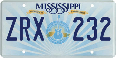 MS license plate ZRX232