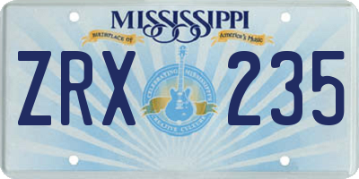 MS license plate ZRX235