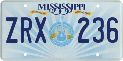 MS license plate ZRX236