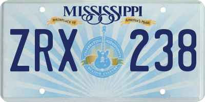 MS license plate ZRX238