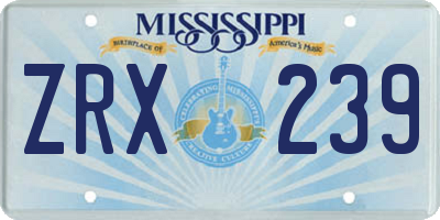 MS license plate ZRX239