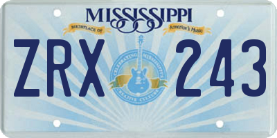 MS license plate ZRX243
