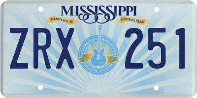 MS license plate ZRX251