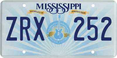 MS license plate ZRX252