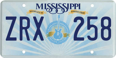 MS license plate ZRX258