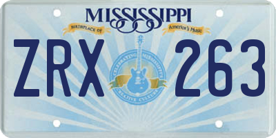 MS license plate ZRX263