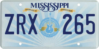 MS license plate ZRX265