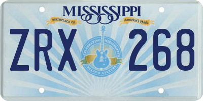 MS license plate ZRX268