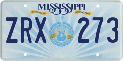 MS license plate ZRX273
